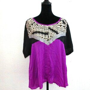 F.O.N.D. Purple/black T-Shirt with pleats in front, open back